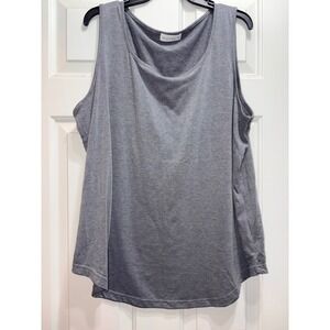 Moshu Women XXL Heather Gray Scoop Neck Sleeveless Tank Top Curved Hem Relaxed